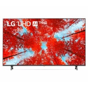 A front view of the LG UHD TV with infill image and product logo on