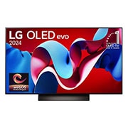Front view of LG OLED evo AI TV C4 48 inch 144Hz Gaming Mode* Dolby Vision &amp; HDR10 4K UHD (2024) OLED48C4PSA