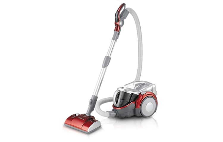 Front view of Cylinder Bagless Vacuum Cleaner with Turbo Combi and Mini Turbine Nozzle (Up to 2000W and 350W suction Power, Ferrari Red) V-KC881HT