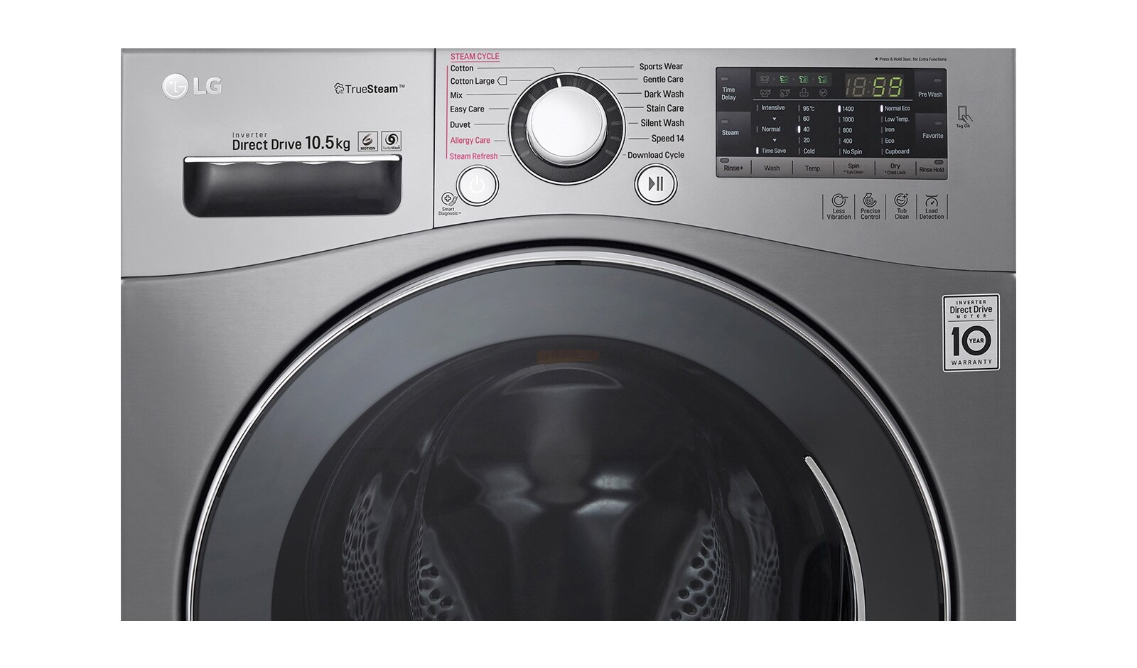 LG 10.5KG 6 MOTION DIRECT DRIVE FRONT LOAD WASHING MACHINE, F1450SPRE