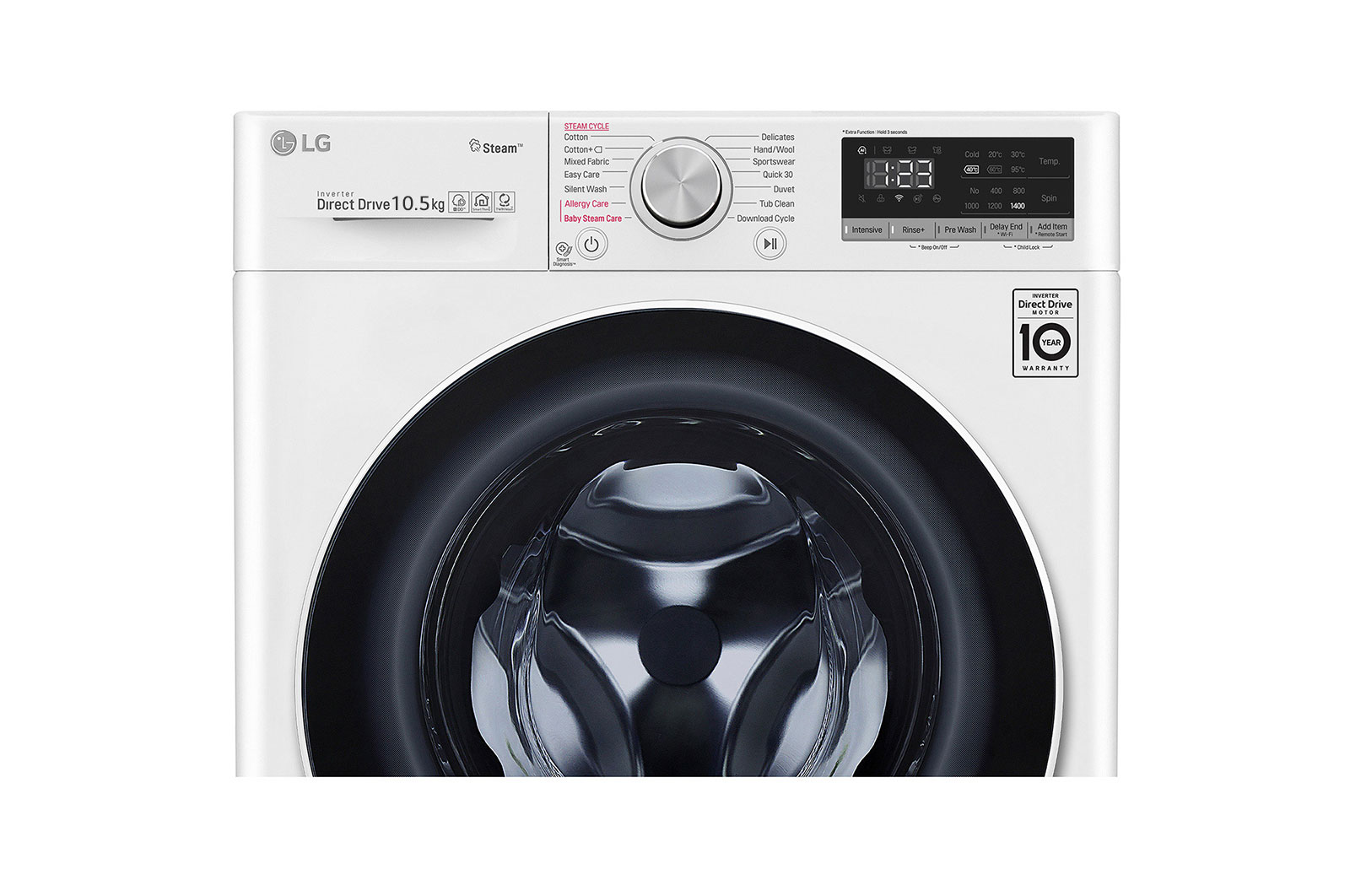 LG 10.5kg Front Load Washer with AI Direct Drive™ and Steam™, FV1450S4W