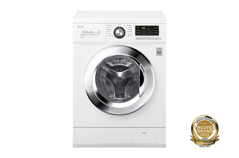 Front view of LG 8KG 6 MOTION DIRECT DRIVE FRONT LOAD WASHING MACHINE WD-MD8120WM