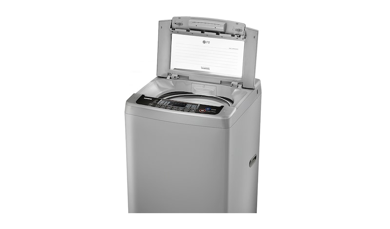 LG MID FREE SILVER 8KG TOP LOADER WITH TEMPERED GLASS LID, WF-SP80S