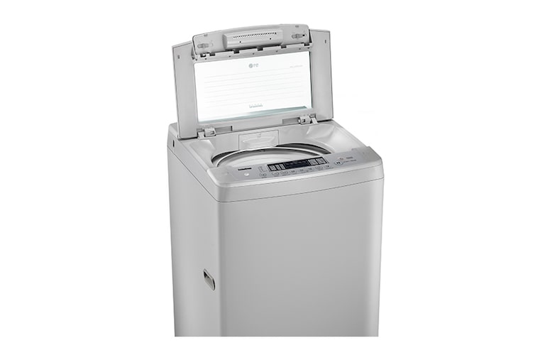 LG FREE SILVER 9KG TOP LOADER WITH TEMPERED GLASS LID, WF-SP90S