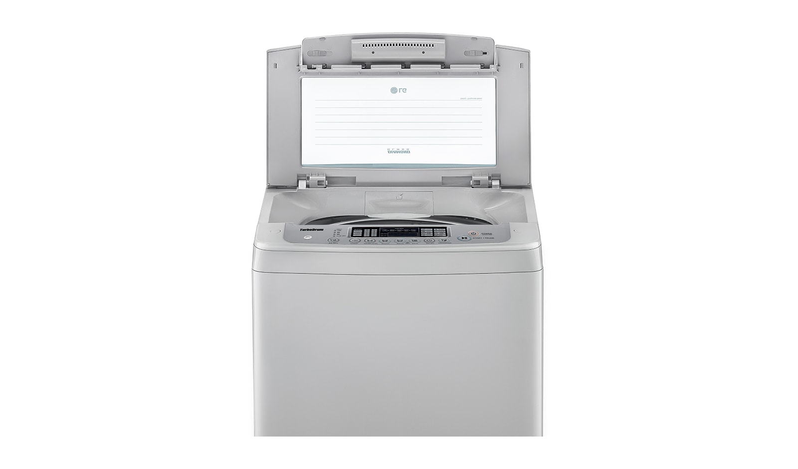 LG FREE SILVER 9KG TOP LOADER WITH TEMPERED GLASS LID, WF-SP90S