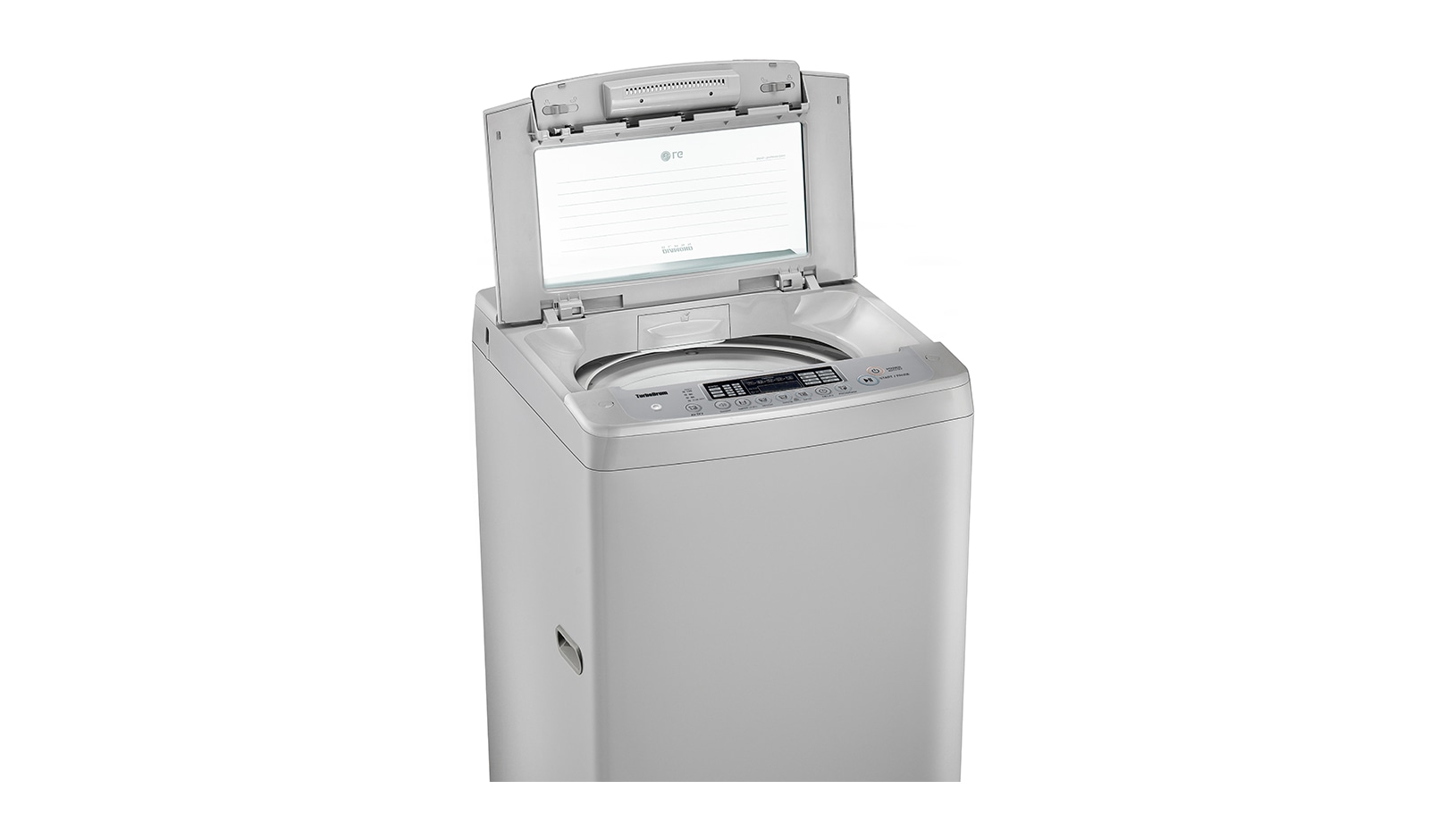 LG FREE SILVER 9KG TOP LOADER WITH TEMPERED GLASS LID, WF-SP90S