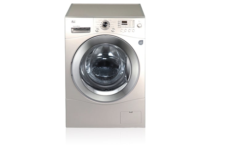 Front view of Silver 10.5/5kg Washer/Dryer with 10 Year Inverter Direct Drive Motor Warranty. WD-CD1014S