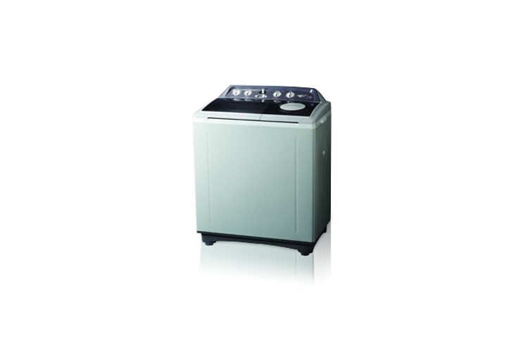 Front view of LG Light Grey 10kg Twin Tub with Roller Jet Pulsator WP-1000