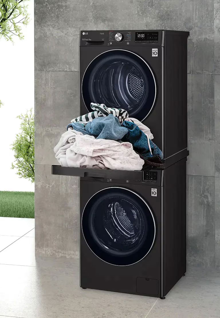 Lg stackable washer dryer pull out shelf deals