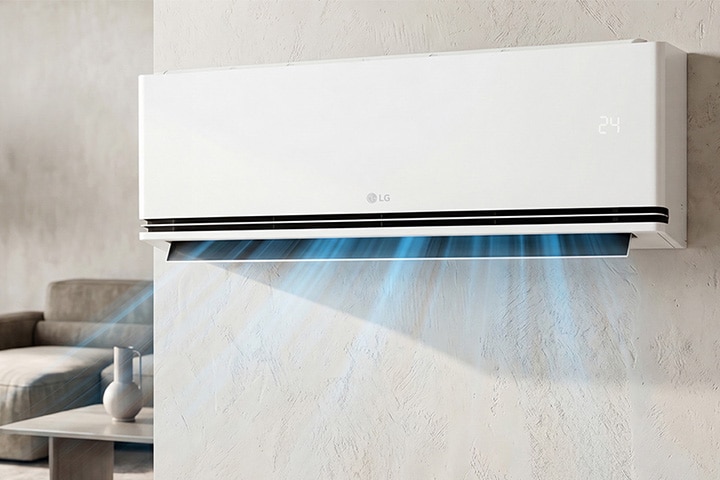 LG DUALCOOL cooling a modern living room