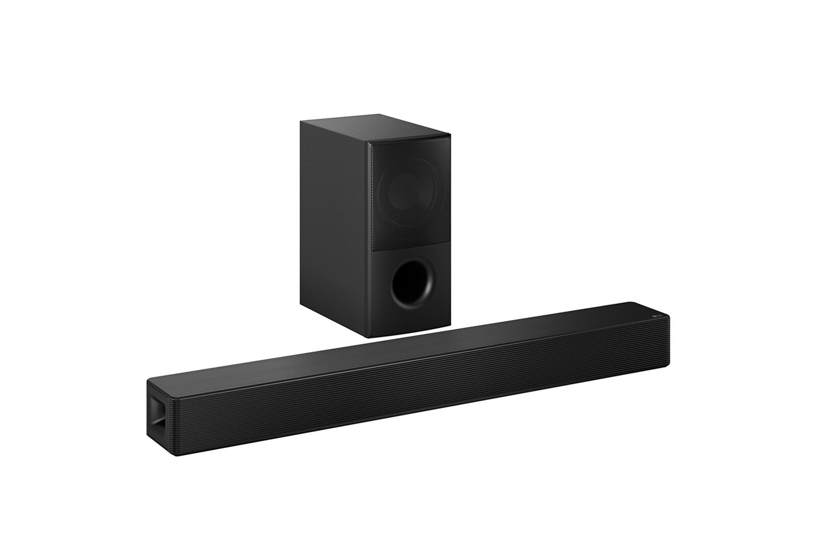 Soundbar and sub-woofer front view in parallel position