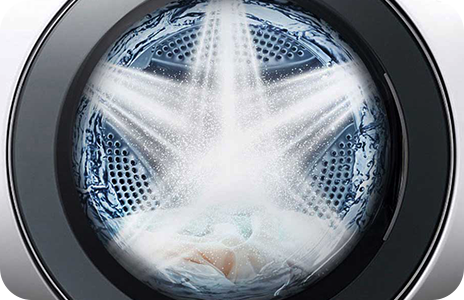 This is an image of water coming out of the washing machine in 5 directions.