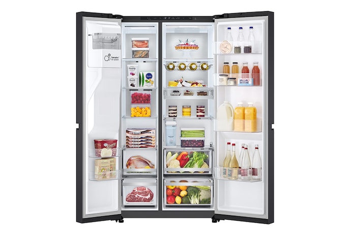 LG 623L Amerikaanse koelkast Zwart | ThinQ™ | Uvnano™ | FRESH Converter™, GSLE91EVAB