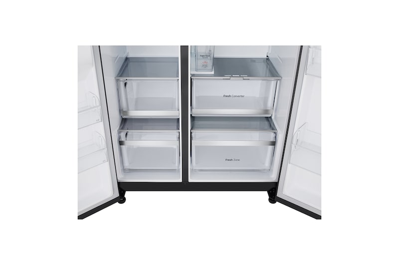 LG 623L Amerikaanse koelkast Zwart | ThinQ™ | Uvnano™ | FRESH Converter™, GSLE91EVAB