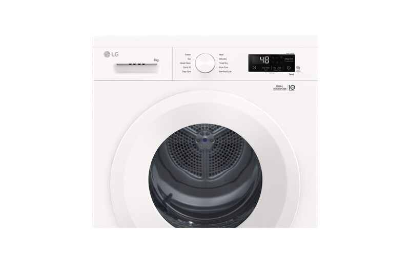 LG 8kg Warmtepomp droger Wit | Zelfreinigende condensor | Sensor Dry | Dual Lint Filter | LG NL, RHX1008NWH