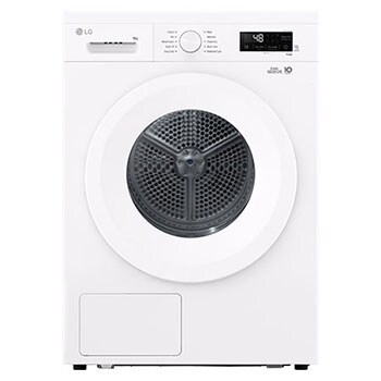 Vooraanzicht van  9kg Warmtepomp droger Wit | Zelfreinigende condensor | Sensor Dry | Dual Lint Filter | LG NL RHX1009NWB