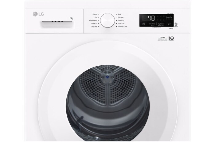 LG 9kg Warmtepomp droger Wit | Zelfreinigende condensor | Sensor Dry | Dual Lint Filter | LG NL, RHX1009NWB