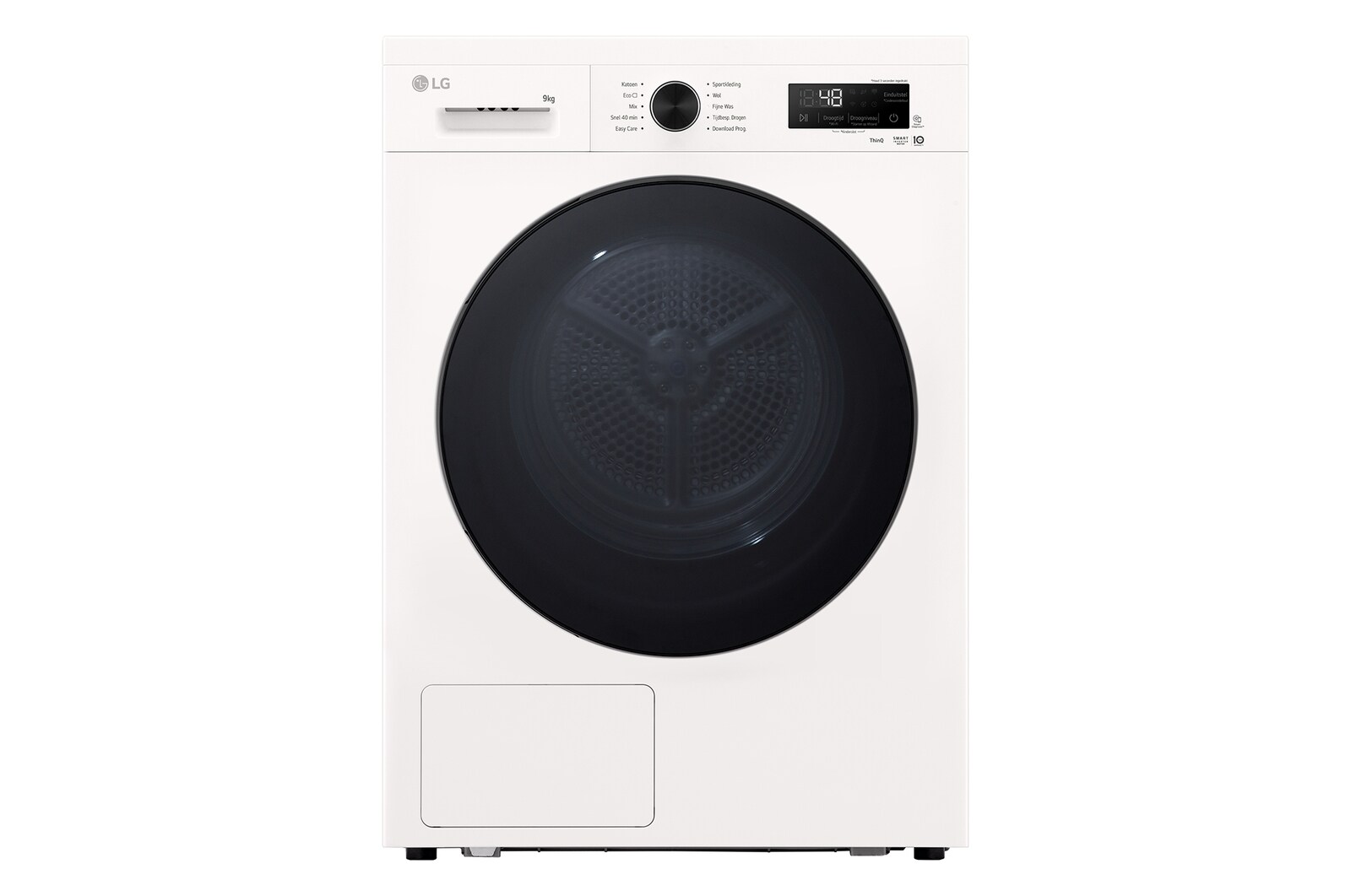 Vooraanzicht van 9kg Warmtepomp droger Wit | Zelfreinigende condensor | Sensor Dry | Dual Lint Filter | LG NL RHX1009NWB