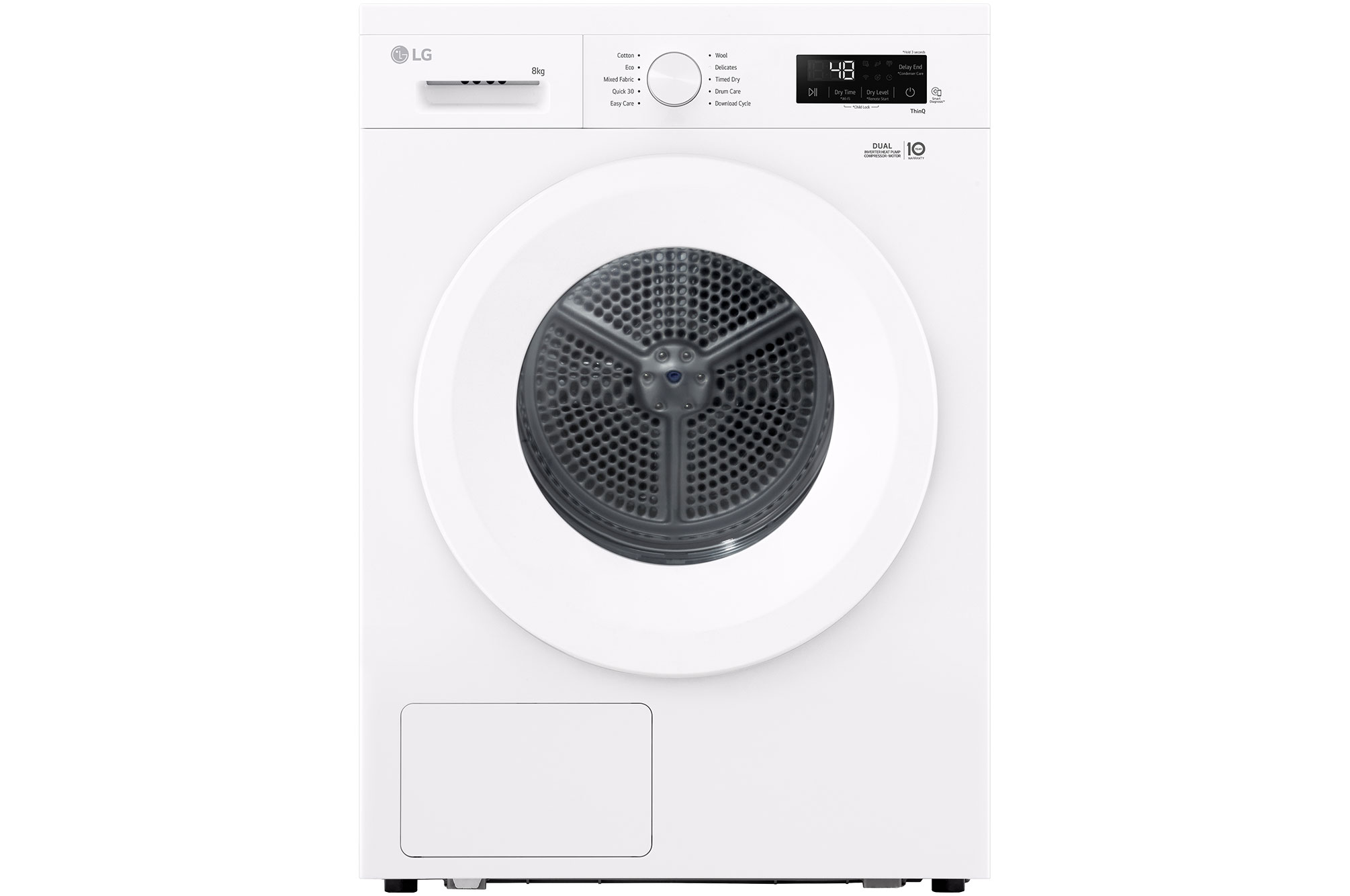 LG 9kg Warmtepomp droger Wit | Zelfreinigende condensor | Sensor Dry | Dual Lint Filter | LG NL, RHX1009NWK