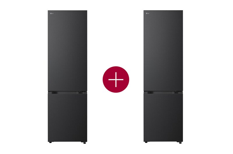 Vooraanzicht van 333L Koel-vriescombinatie Zwart | NatureFRESH™ | DoorCooling+™ | LinearCooling™ | LG NL GBBS312AEV.GBBS001