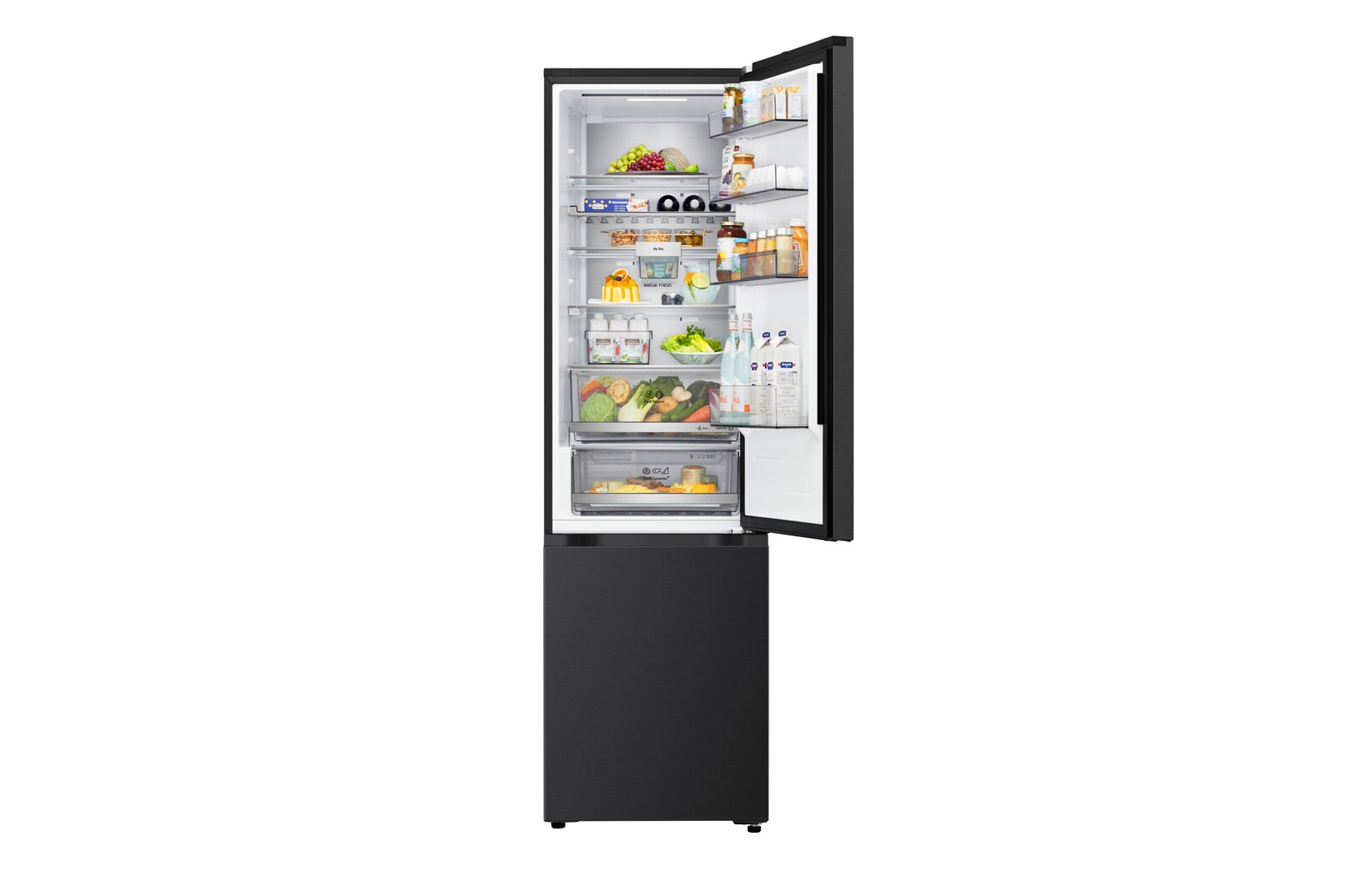 LG 375L Koel-vriescombinatie Zwart | NatureFRESH™ | DoorCooling+™ | LinearCooling™ | LG NL, GBBS726AEV