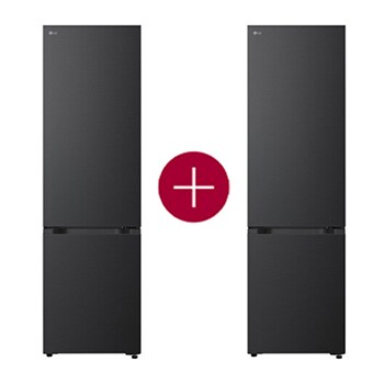 Vooraanzicht van 375L Koel-vriescombinatie Zwart | NatureFRESH™ | DoorCooling+™ | LinearCooling™ | LG NL GBBS726AEV.GBBS001