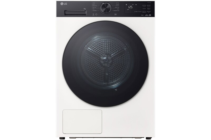 Vooraanzicht van 9kg Warmtepomp droger Wit | Zelfreinigende condensor | Eco Hybrid™ | Sensor Dry | LG NL RHX5009THB