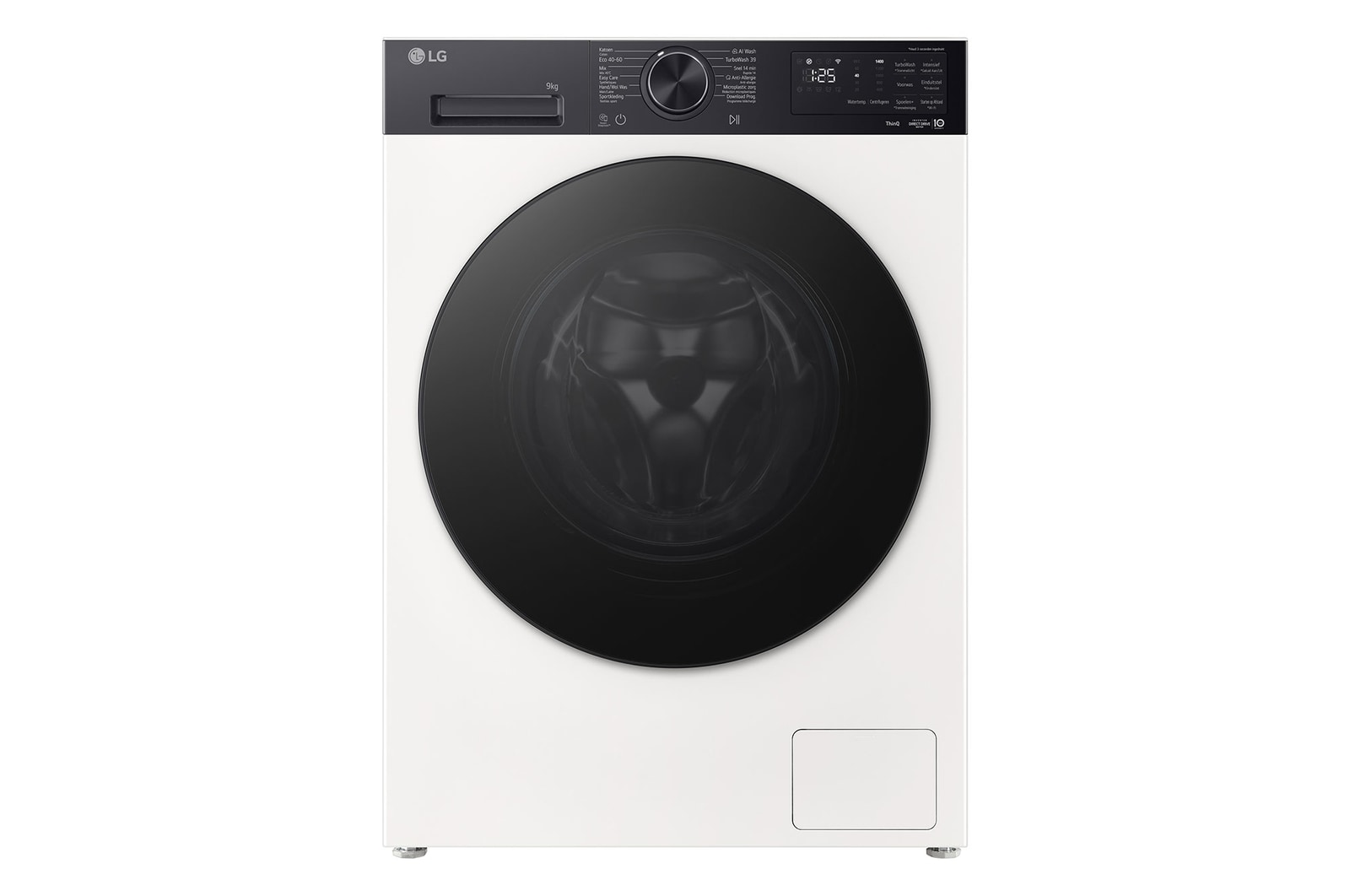 Vooraanzicht van 9kg Wasmachine Wit | AI DD™ | TurboWash360˚™ | Steam™ | LG NL F4X5009THB