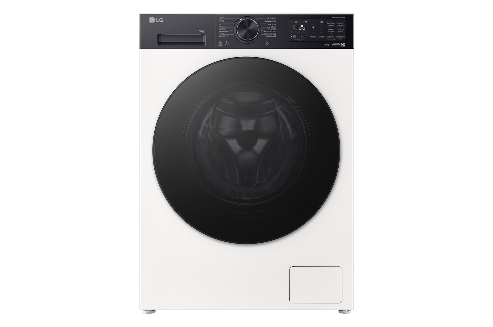 Vooraanzicht van 9kg Wasmachine Wit | AI DD™ | TurboWash360˚™ | EzDispense™   | LG NL F4X5509THB