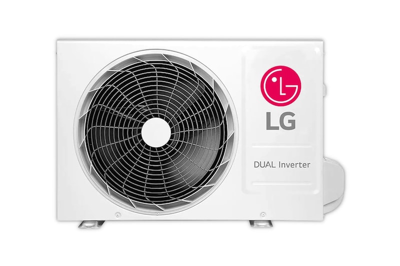 Vooraanzicht van LG Dualcool AI Buitenunit 3.5kW P12SND
