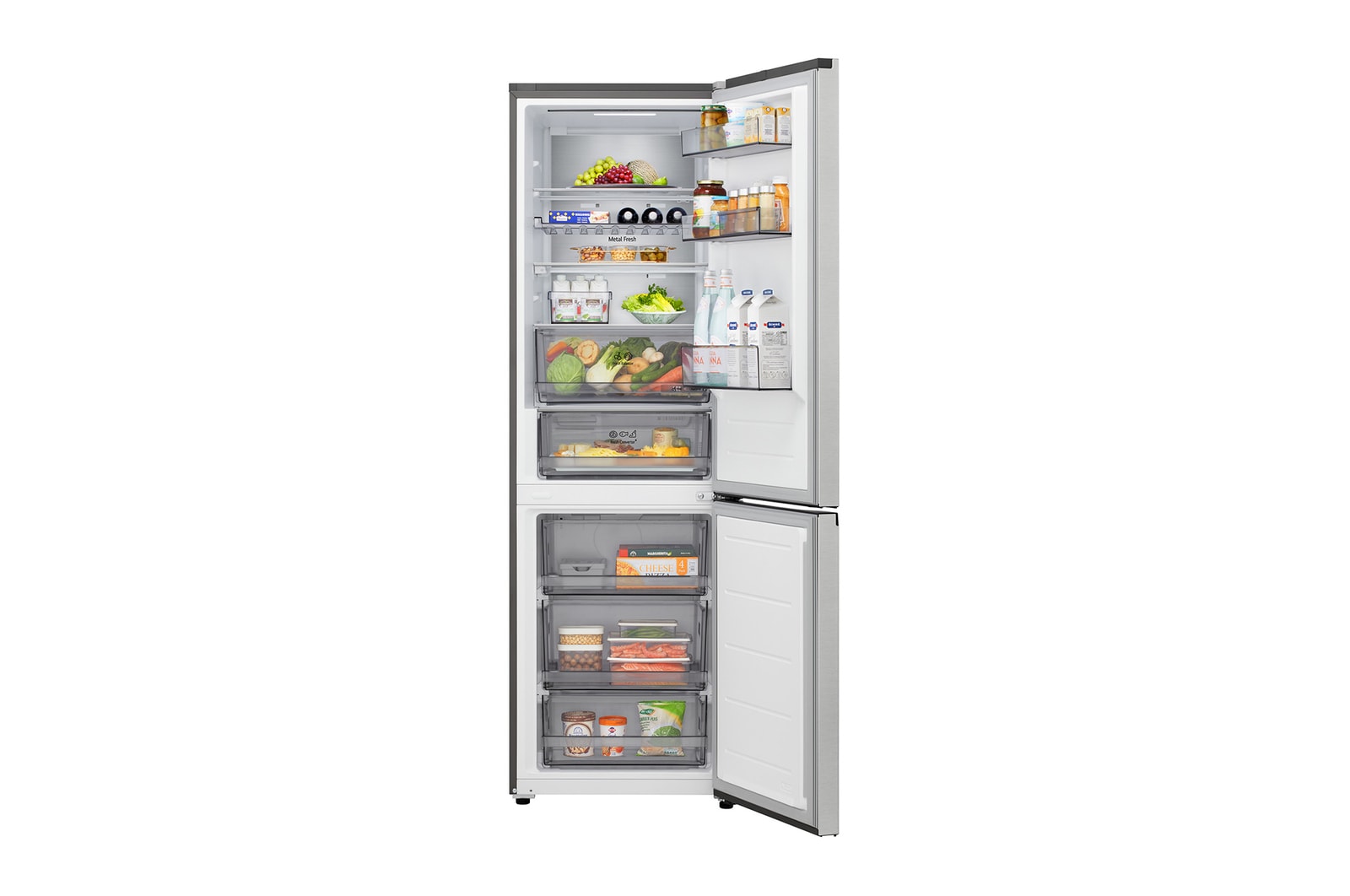 LG 333L Koel‑vriescombinatie Zilver | DoorCooling+™ | LinearCooling™ | Fresh Balancer™ | LG NL, GBBS514CPY