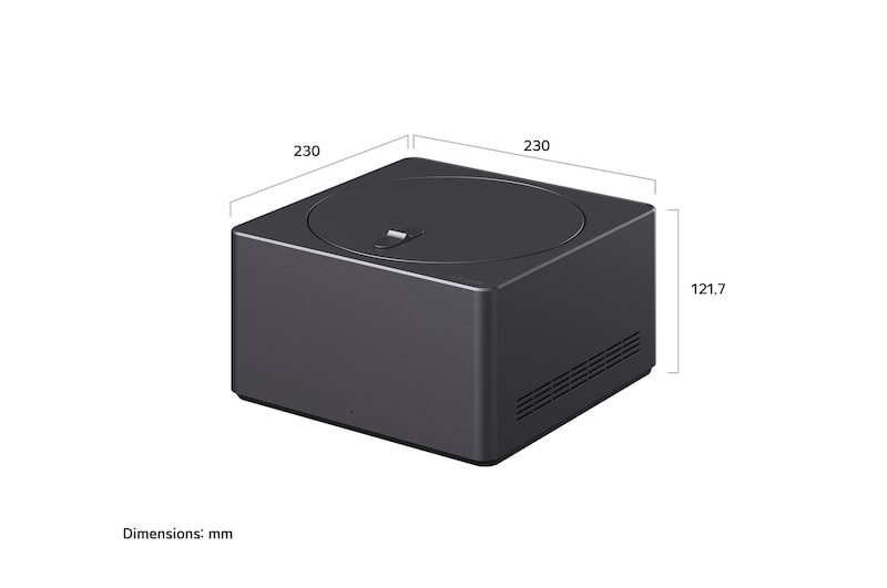 De Zero Connect Box met de bijbehorende afmetingen in millimeters.