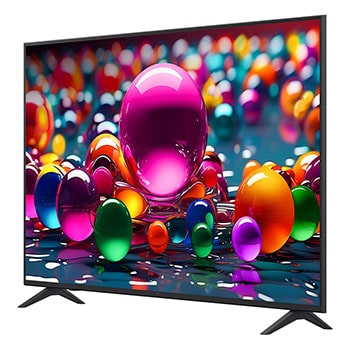  Left-facing side view of LG UHD UA75 TV.