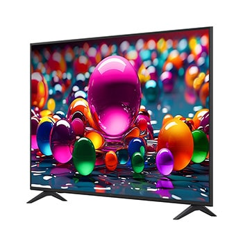  Left-facing side view of LG UHD UA75 TV.
