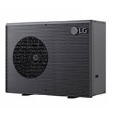 LG Lucht-water warmtepomp THERMA V, zwarte buitenunit met grijs golvend rooster