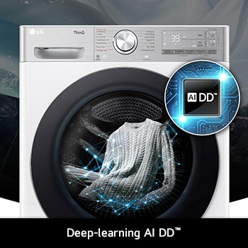 LG 13 kg  wasmachine F4WR9513S2W in het wit, met AI DD®-technologie die op intelligente wijze de stof detecteert voor een optimale wasverzorging.