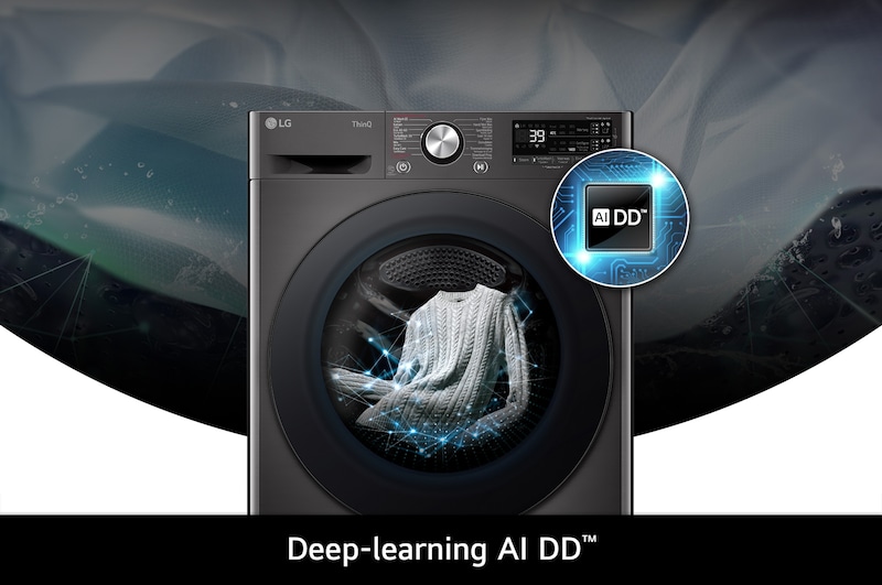 LG 11 kg wasmachine F4WR7011SYB in het wit, met AI DD®-technologie die op intelligente wijze de stof detecteert voor een optimale wasverzorging.