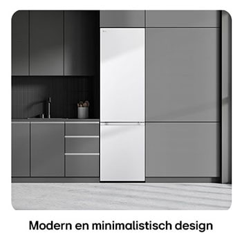 LG Side-by-Side Koelkast GSJC40PYPE in Prime Silver, toont het **Modern Flat Door Design** en de naadloze, elegante integratie in het keukenblok.