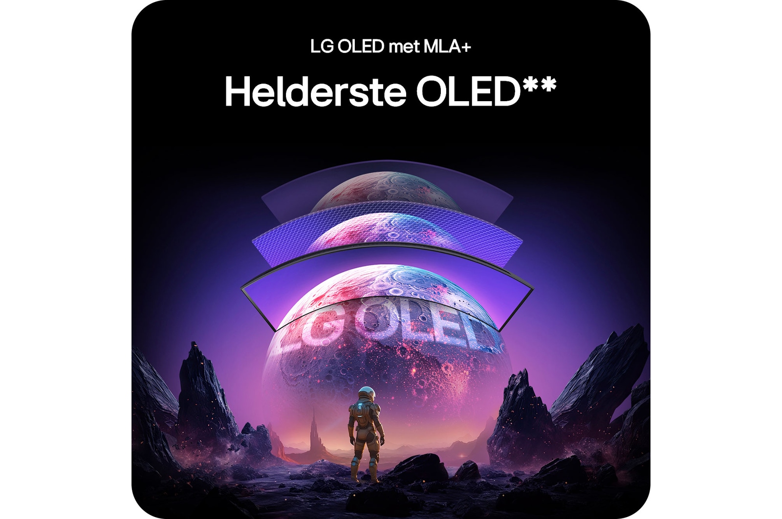 LG Monitor 34GX900A benadrukt de LG OLED met MLA+ technologie, die het helderste OLED-beeld levert met superieur contrast voor verbluffende beeldkwaliteit.