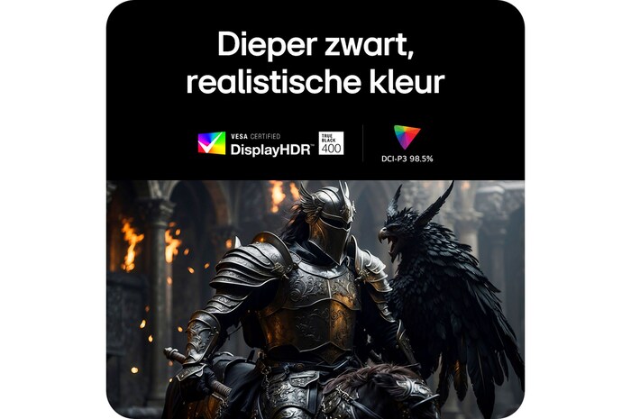 LG Monitor 34GX900A levert dieper zwart en realistische kleuren dankzij VESA DisplayHDR™ 400 (True Black)-certificering en 98.5% DCI-P3-kleurbereik.
