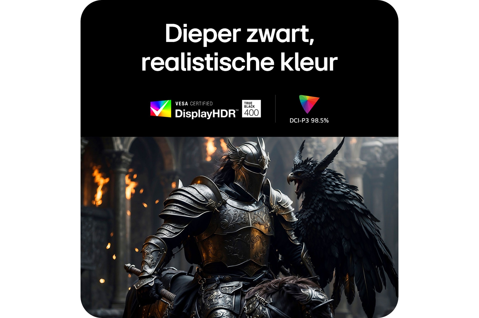LG Monitor 34GX900A levert dieper zwart en realistische kleuren dankzij VESA DisplayHDR™ 400 (True Black)-certificering en 98.5% DCI-P3-kleurbereik.