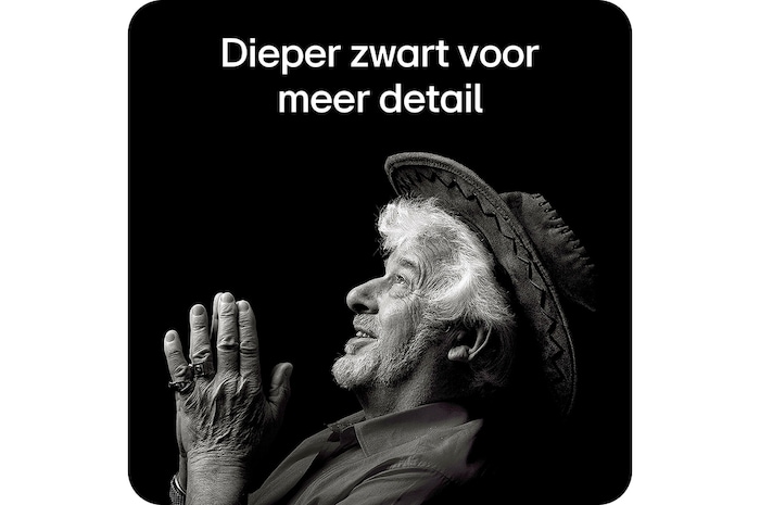 LG Monitor 32U720A levert dieper zwart en uitstekend contrast om fijne details in zwart-witbeelden duidelijk weer te geven.