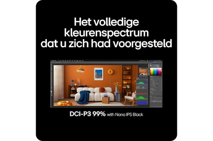De LG UltraFine Monitor 40U990A, met DCI-P3 99% en Nano IPS Black, realiseert het volledige kleurenspectrum met professionele nauwkeurigheid.