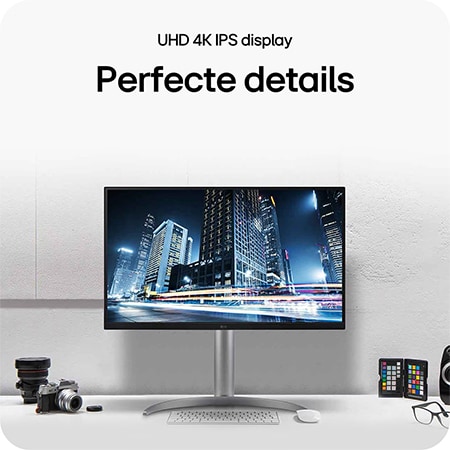 LG Monitor 27UQ850V, met 4K UHD-resolutie, beheerst elk detail en ondersteunt nauwkeurig professioneel creatief werk op het droomscherrm van makers.