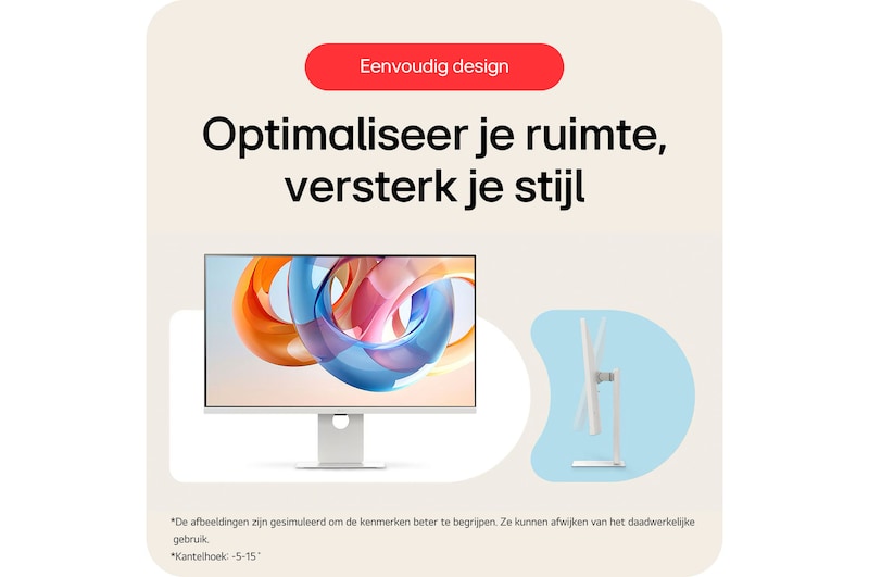 LG Monitor 37U730SA demonstreert zijn eenvoudige ontwerp dat ruimte optimaliseert en stijl verbetert, met kantelfunctie en een minimalistische standaard.