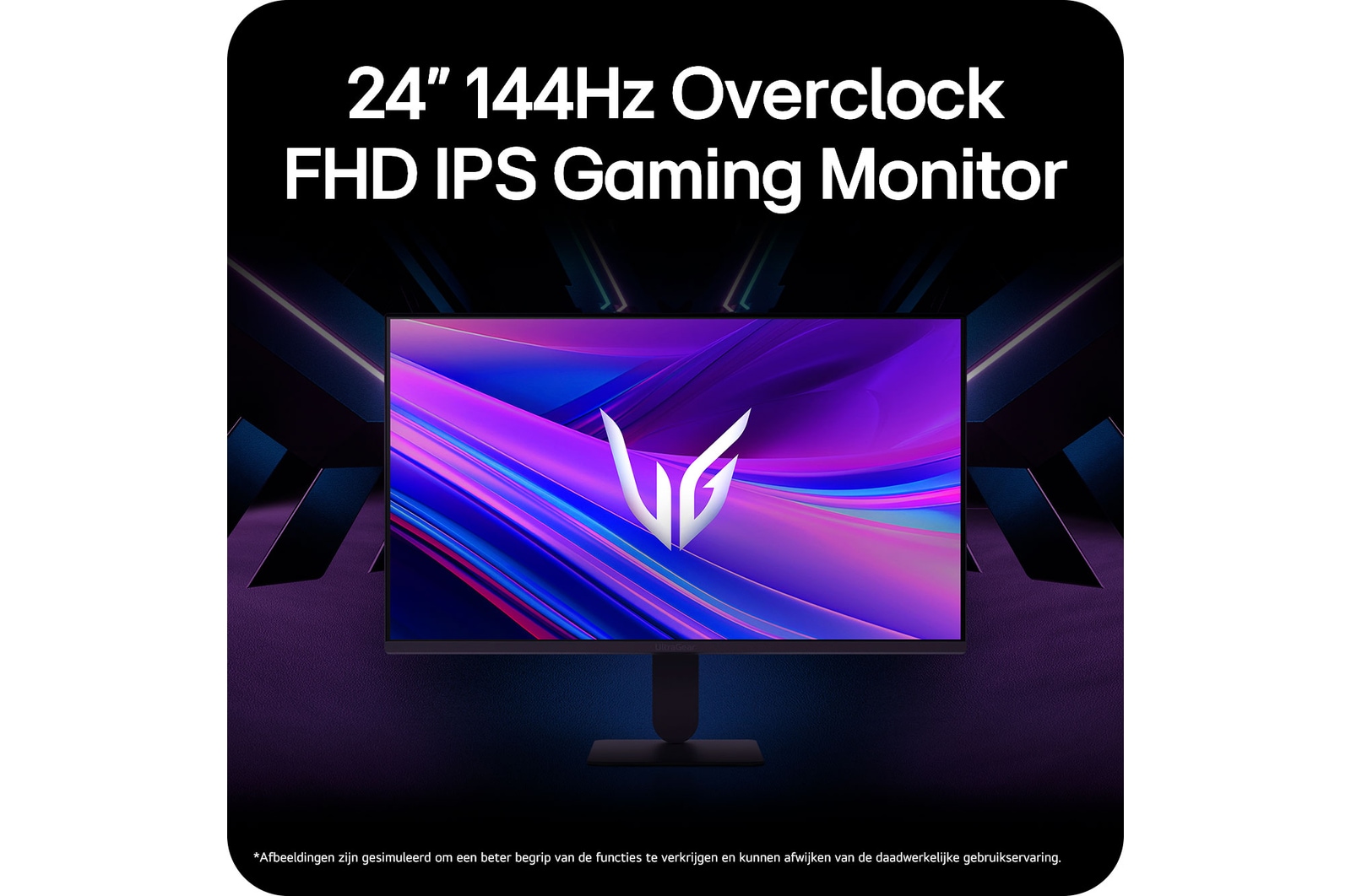 De LG UltraGear™ Monitor 24G411A is een 24-inch 144Hz Overclock FHD IPS Gaming Monitor, wat snelle en vloeiende gameprestaties garandeert.
