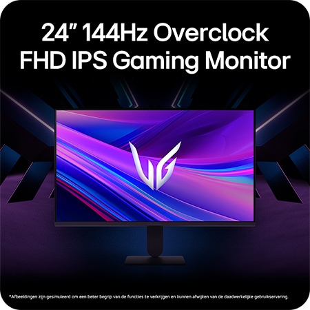 De LG UltraGear™ Monitor 24G411A is een 24-inch 144Hz Overclock FHD IPS Gaming Monitor, wat snelle en vloeiende gameprestaties garandeert.