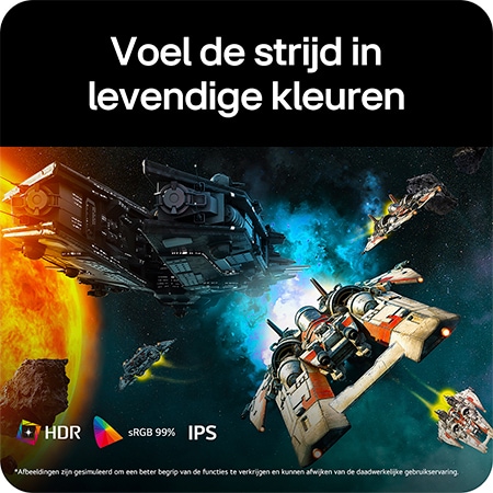 De LG UltraGear™ Monitor 24G411A levert intense game-ervaringen met levendige kleuren, ondersteund door HDR, sRGB 99% en een IPS-paneel.