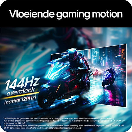 De LG UltraGear™ Monitor 24G411A zorgt voor vloeiende gamebewegingen dankzij de 144Hz Overclock (native 120Hz) verversingssnelheid.