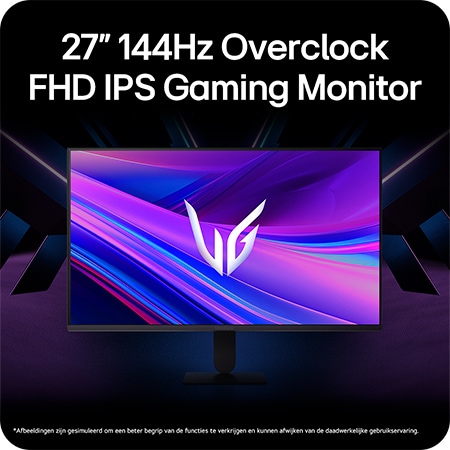 De LG UltraGear™ Monitor 27G411A is een 27-inch 144Hz Overclock FHD IPS Gaming Monitor, wat snelle en vloeiende gameprestaties garandeert.
